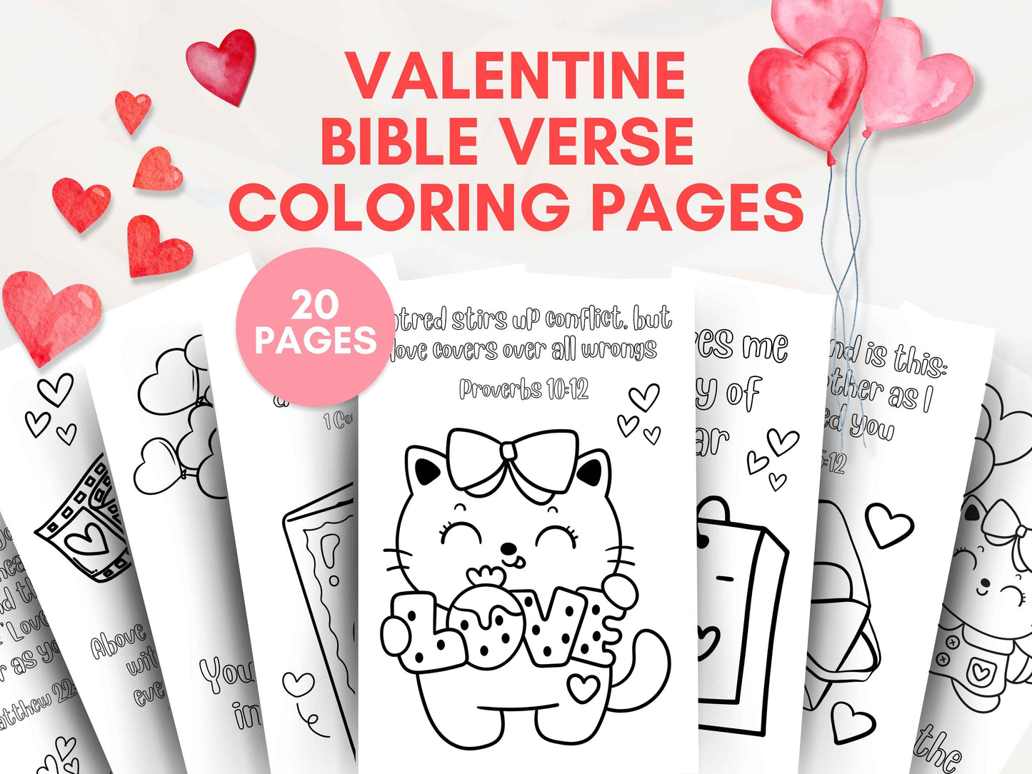 20 Valentine Love-Themed Bible Verse Coloring Pages