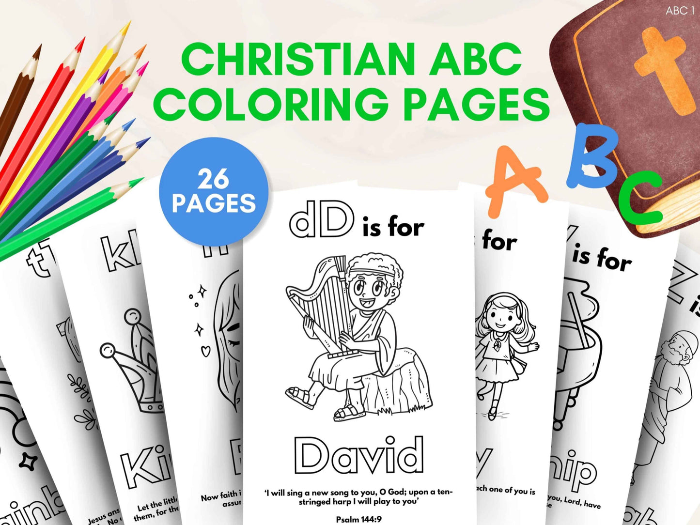 26 Christian ABC Bible Verse Coloring Pages