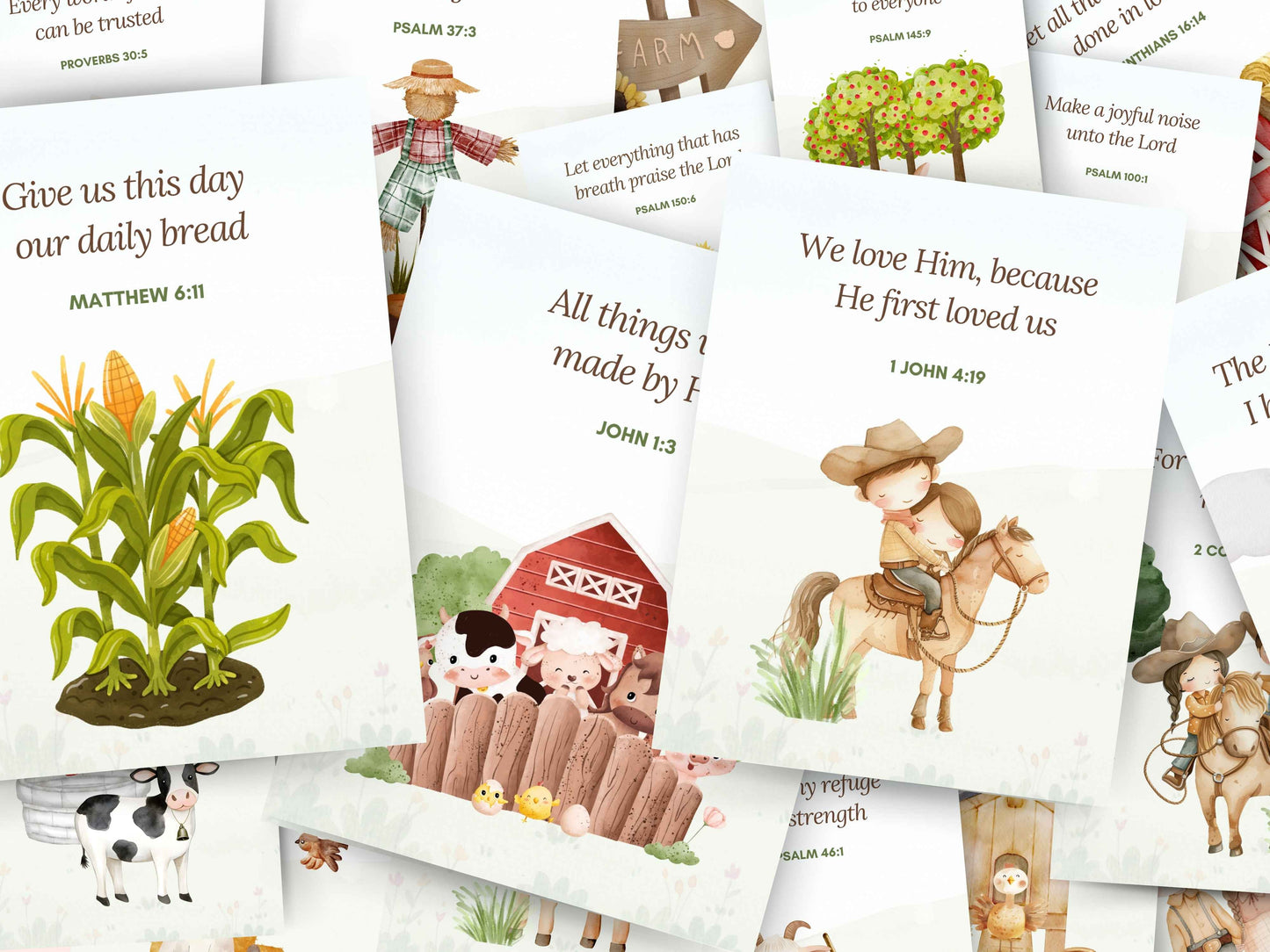 20 Farm Life Bible Verse Flashcards