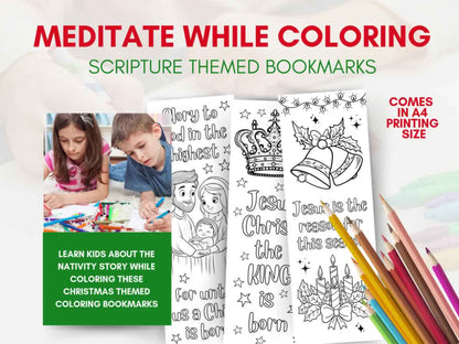 Christian Christmas Printable Coloring Bookmarks