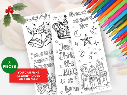 Christian Christmas Printable Coloring Bookmarks