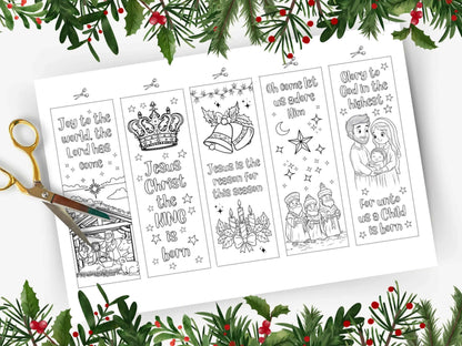 Christian Christmas Printable Coloring Bookmarks