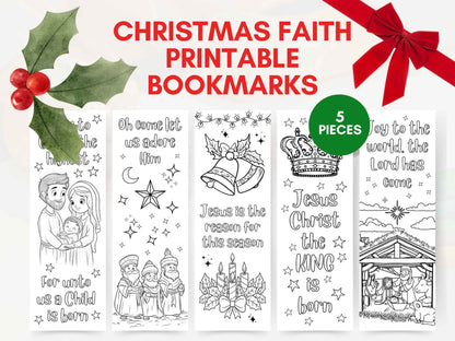 Christian Christmas Printable Coloring Bookmarks