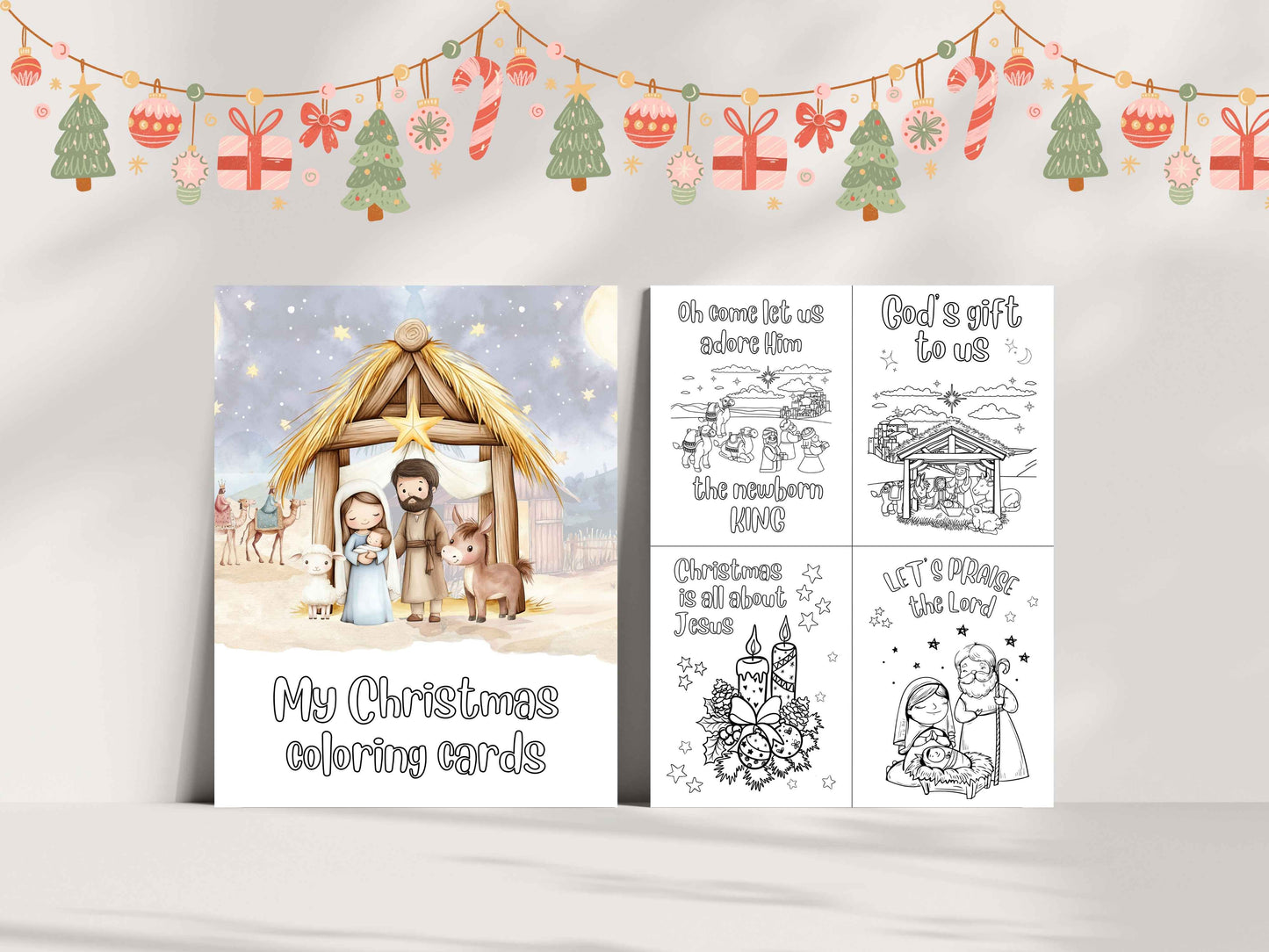 20 Christmas Sunday School Coloring Cards