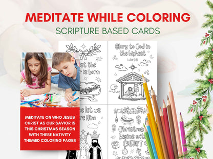 20 Christmas Sunday School Coloring Cards