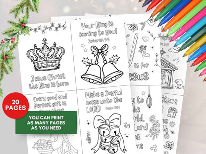 20 Christmas Sunday School Coloring Cards