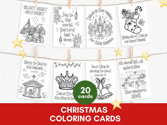 20 Christmas Sunday School Coloring Cards