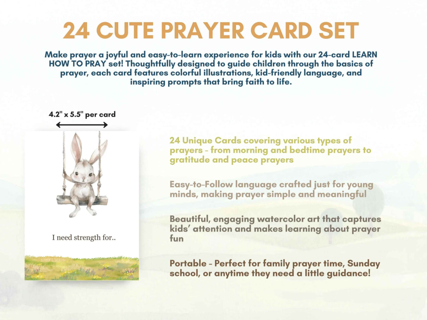 24 Learn How To Pray Cards - Cute Animals