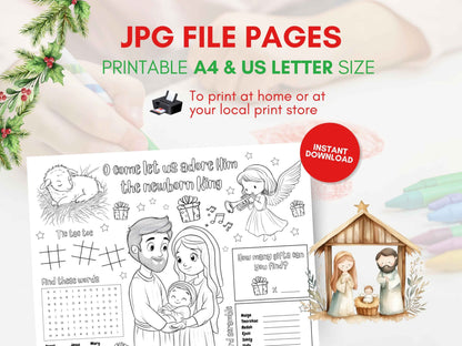 Printable Christmas Activity Coloring Placemat 2