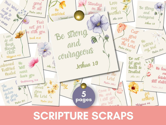 Printable Scripture Scraps - Prayer Board Bible Verse Cards