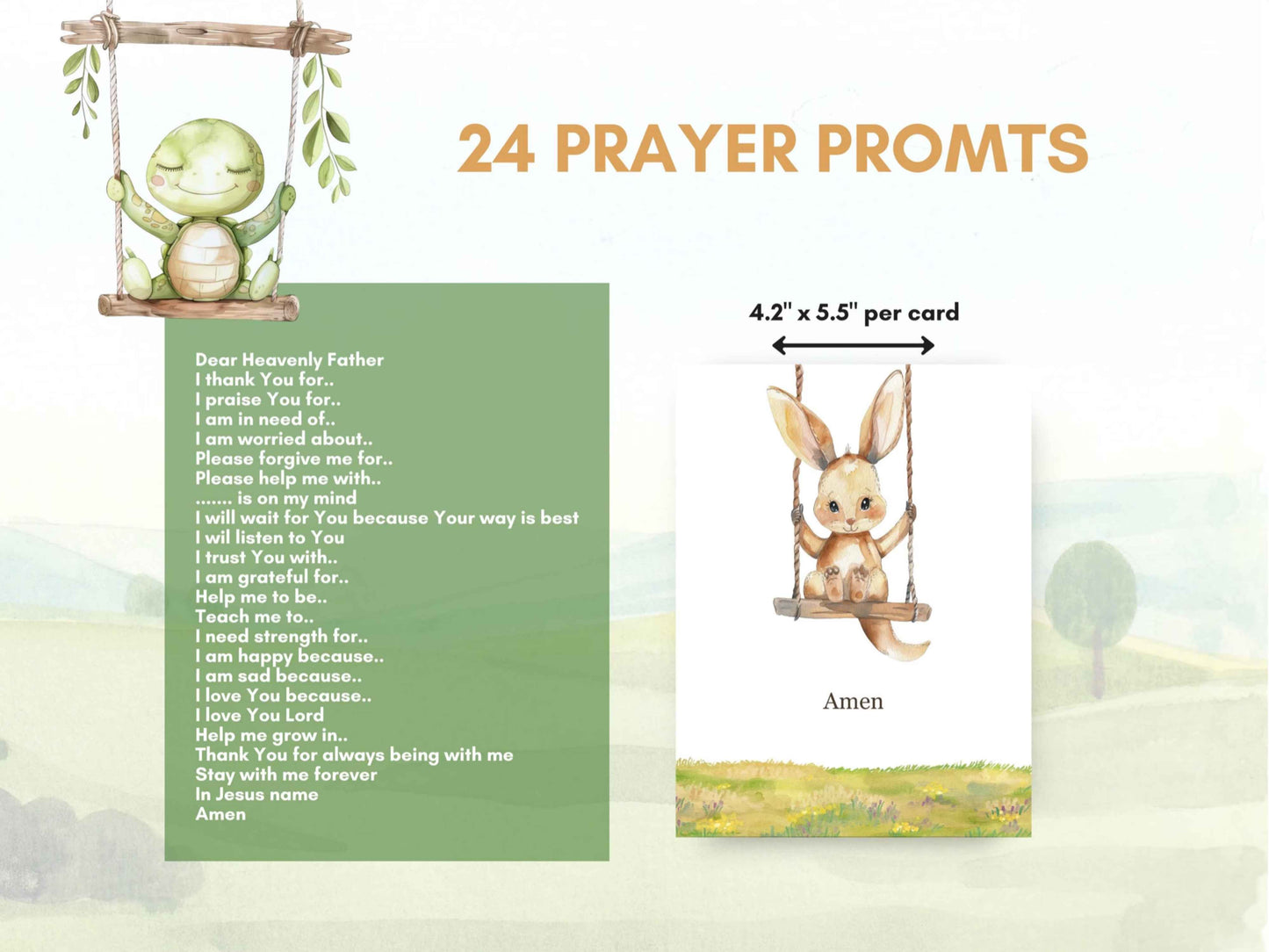 24 Learn How To Pray Cards - Cute Animals