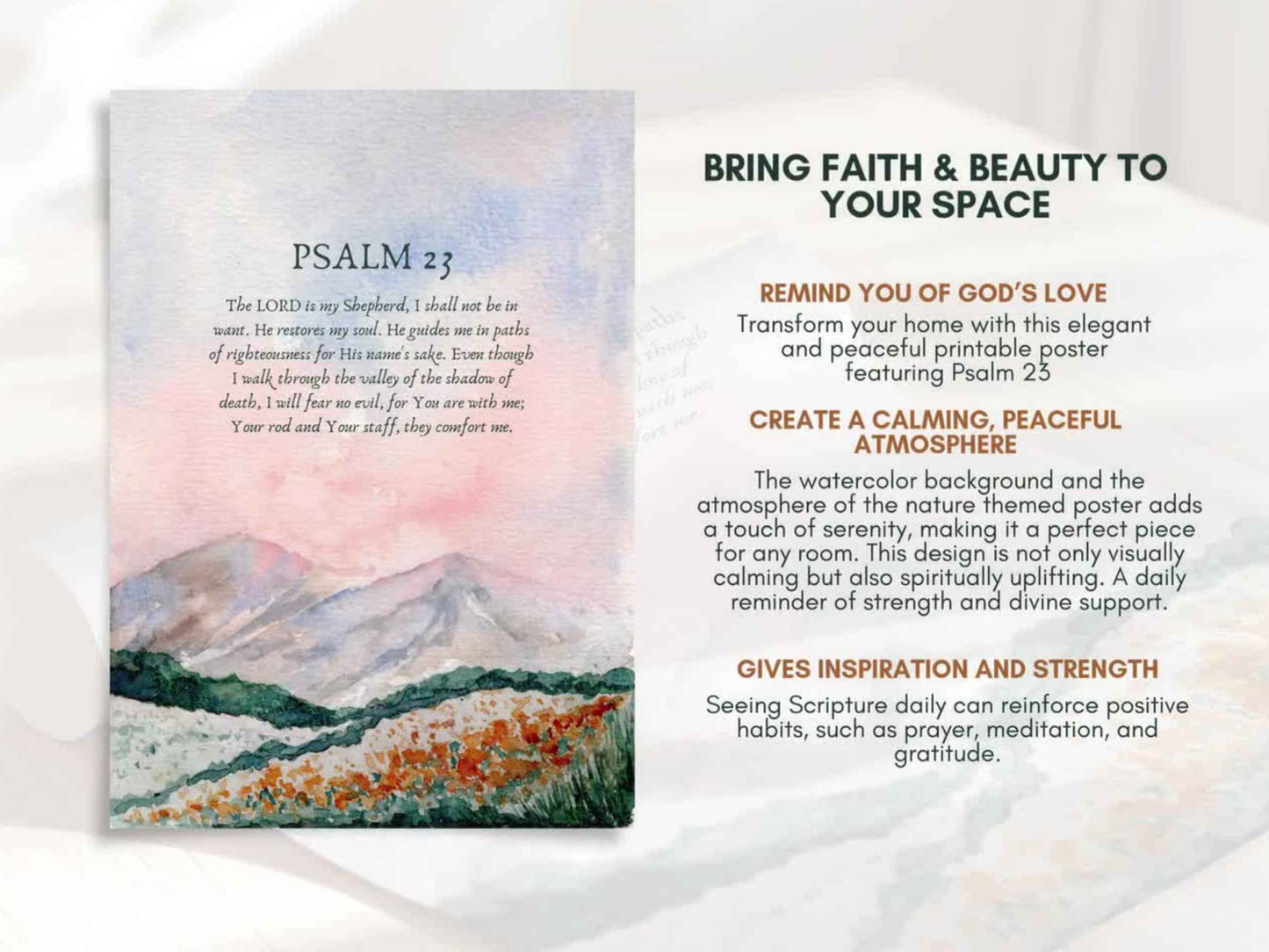 The Lord Is My Shepherd - Psalm 23 Watercolor Wall Art Print