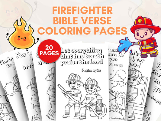 Bible Verse Coloring Pages for Kids - Firefighter Theme