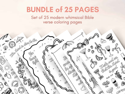 Set of 25 Whimsical Bible Verse Coloring Pages