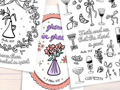 Set of 25 Whimsical Bible Verse Coloring Pages