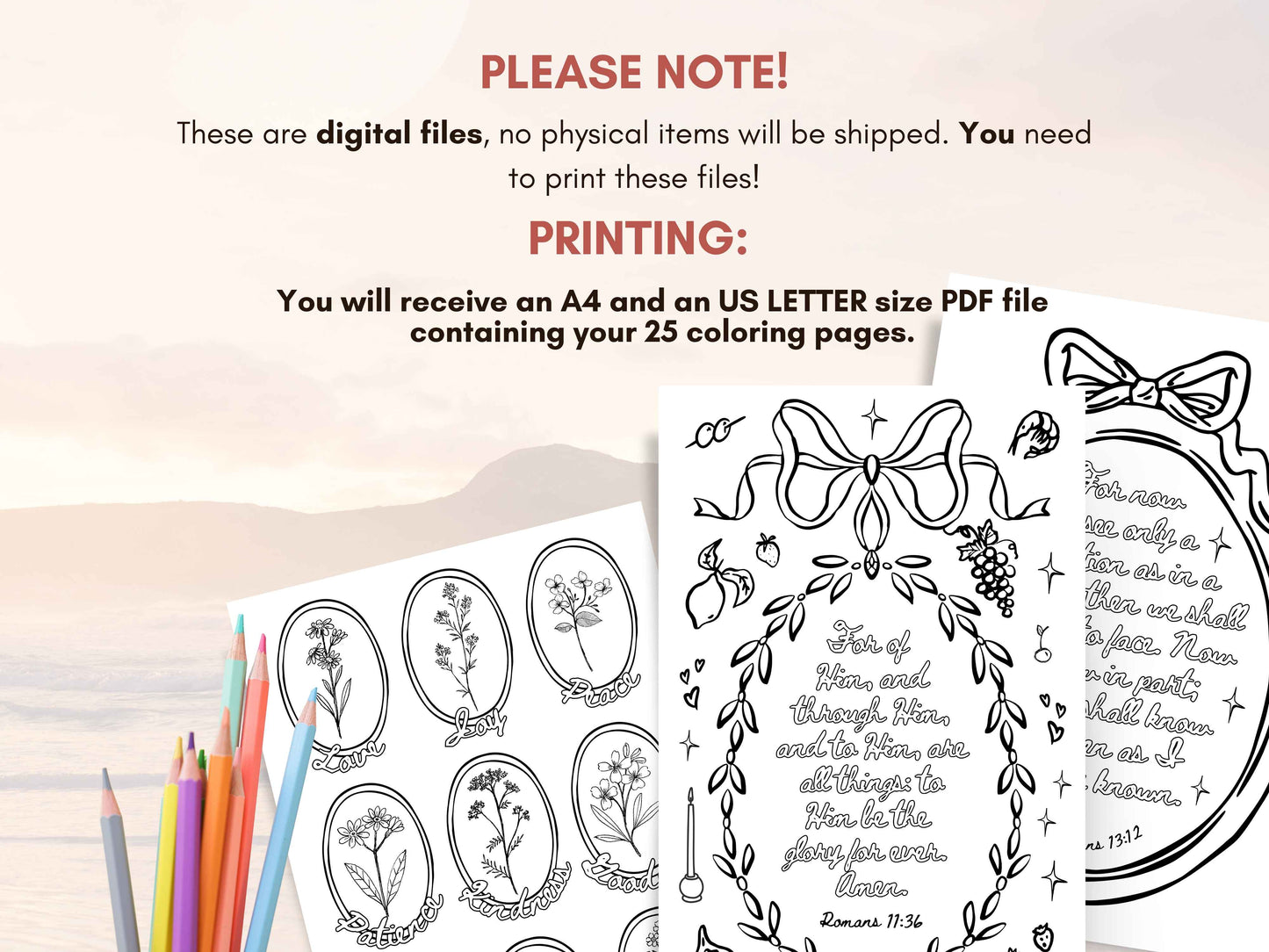 Set of 25 Whimsical Bible Verse Coloring Pages