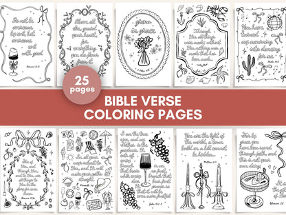 Set of 25 Whimsical Bible Verse Coloring Pages